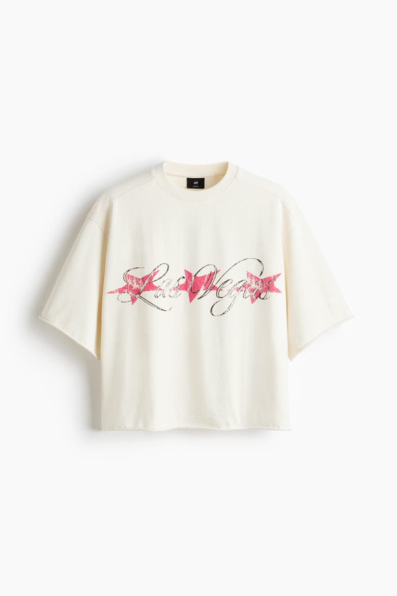 Oversized Printed Cotton T-Shirt, Alternate, color, Cream/Las Vegas