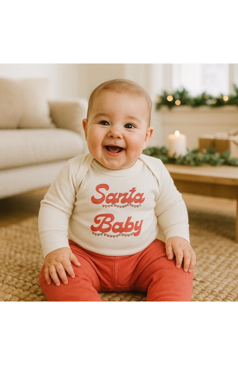 Finn + Emma Organic Baby Graphic Bodysuit | Santa Baby, Alternate, color, Off White