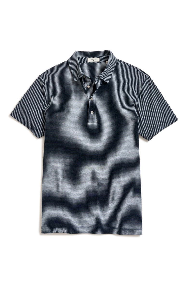 Pensacolo Stripe Polo, Main, color, CARBON BLUE/ SILVER
