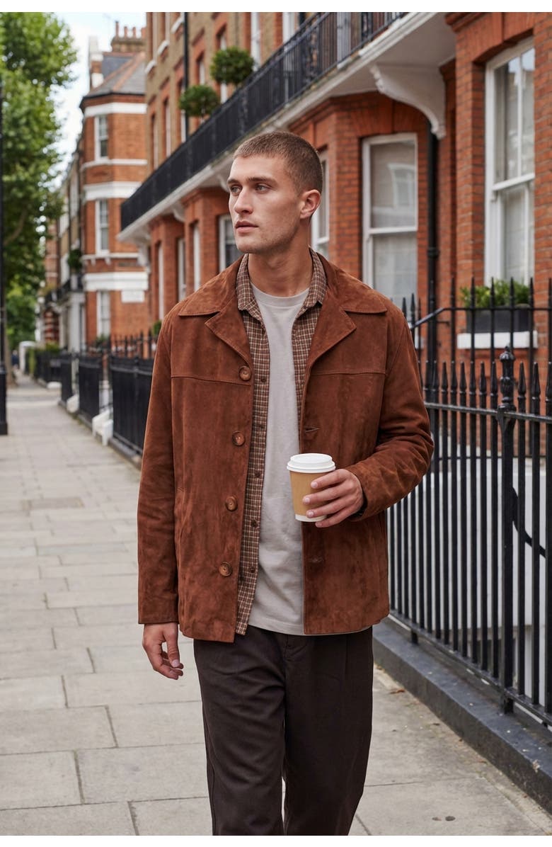 FURNIQ UK Charlie Suede Jacket, Alternate, color, Chestnut