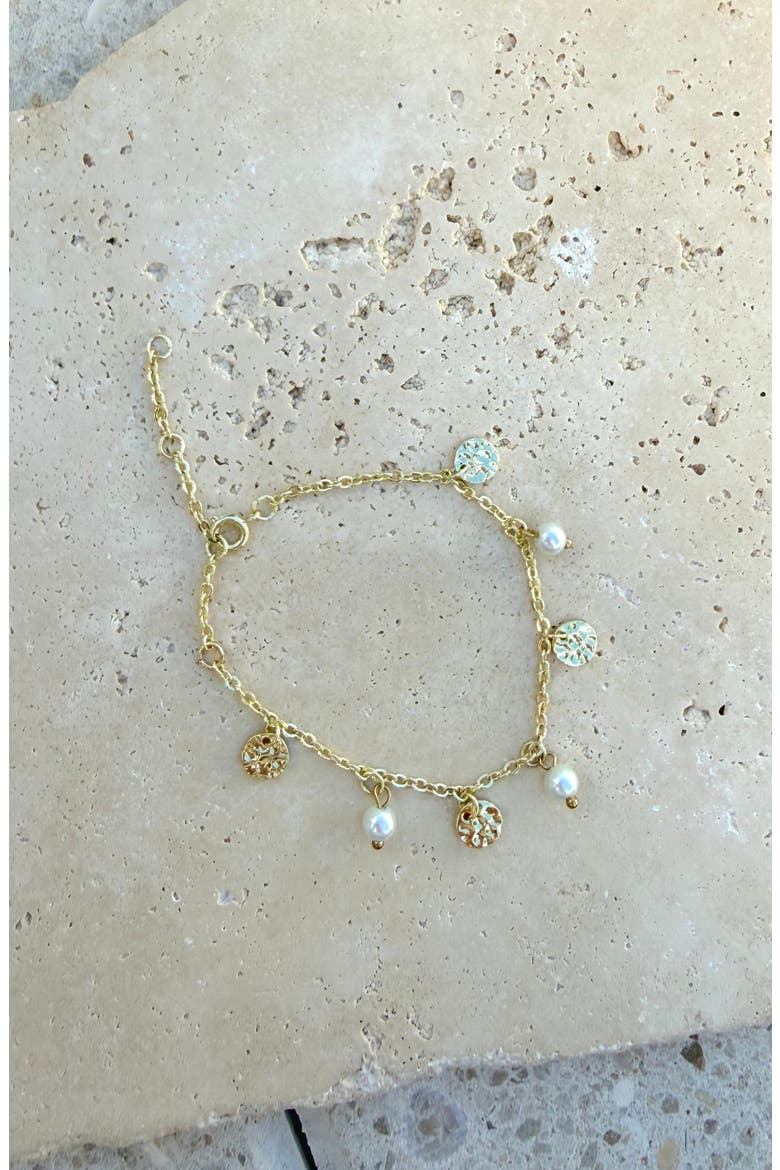 Freshwater Pearl Station Bracelet, Alternate, color, GOLD/ WHITE