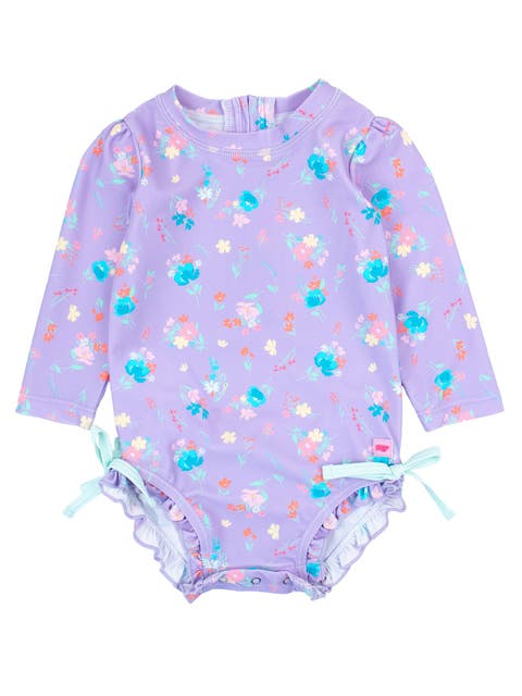 Toddler Girls Long Sleeve UPF50+ One Piece Rash Guard