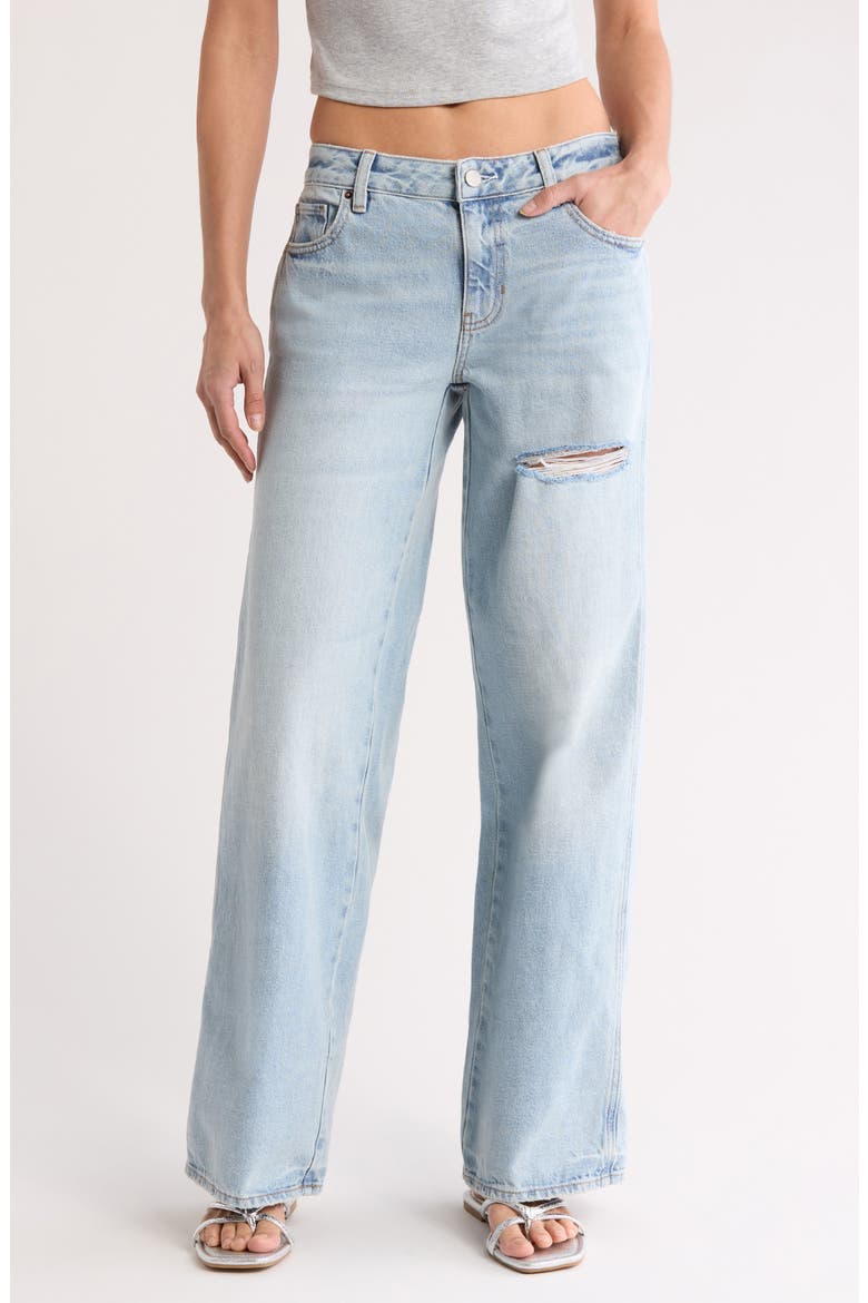 Vista Low Rise Ripped Baggy Wide Leg Jeans, Main, color, LIGHT WASH