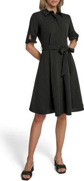 Calvin Klein Tie Sleeve Crepe Shirtdress