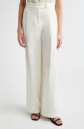 Eleventy Pleated Straight Leg Linen Blend Trousers