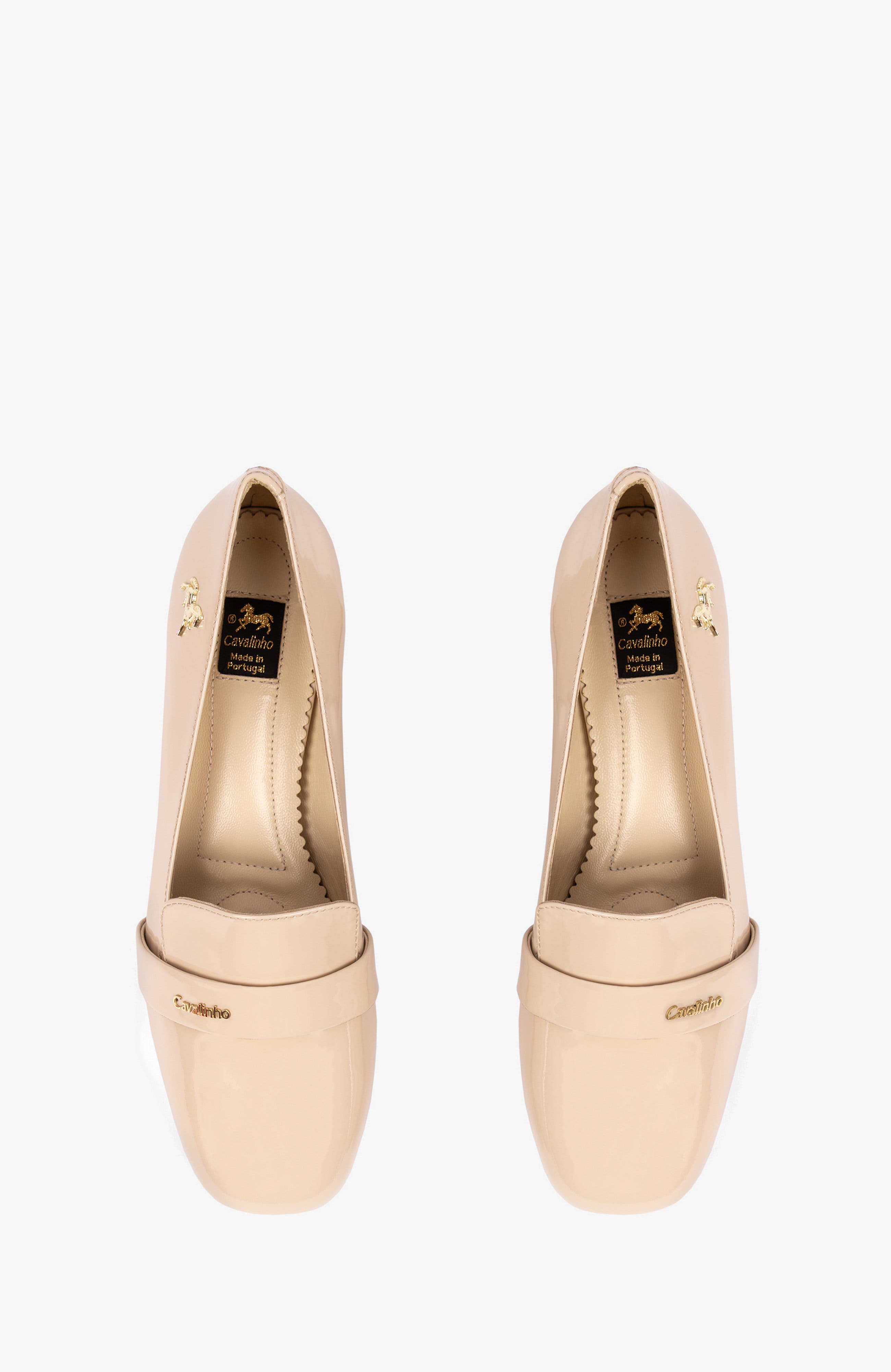 Enchante Block Heel Patent Leather Loafers, Alternate, color, Beige
