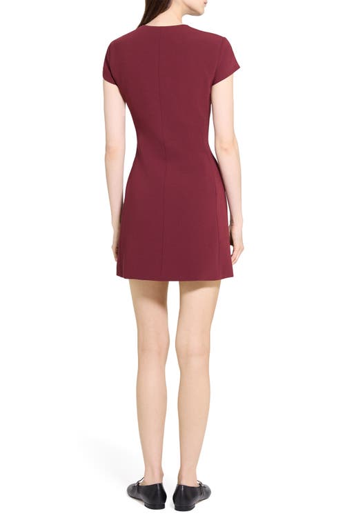 Theory Short Sleeve Front Zip Minidress In Red