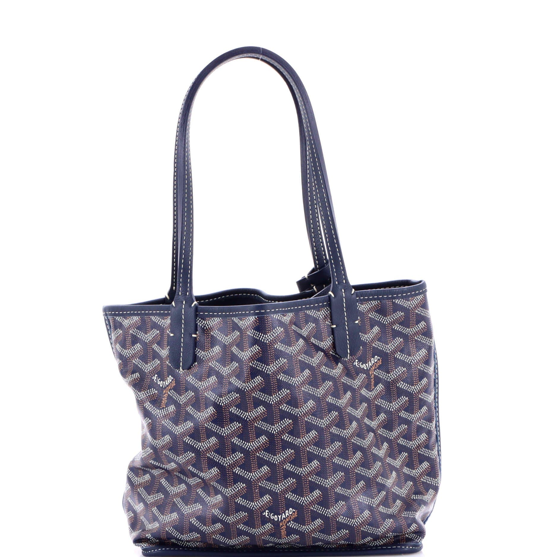 Pre-Owned Goyard Anjou Reversible Tote Coated Canvas Mini, Main, color, Blue