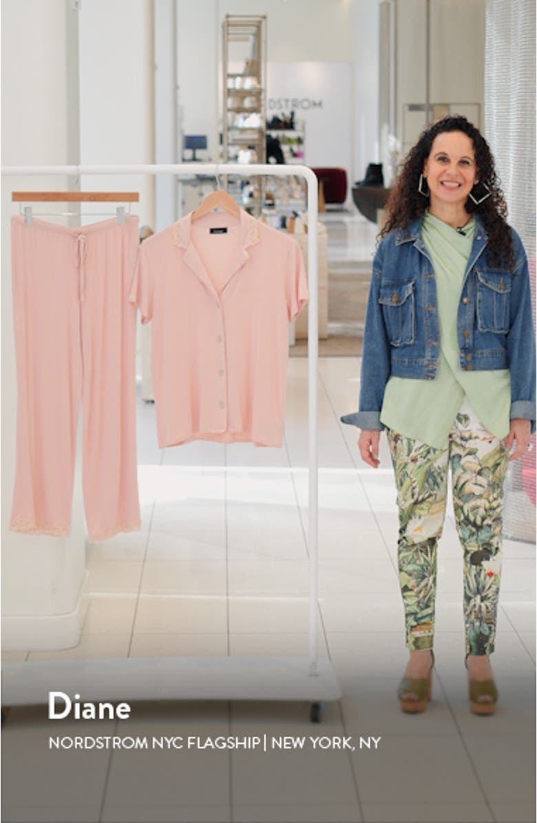 Feathers Lace Trim Jersey Pajamas, sales video thumbnail