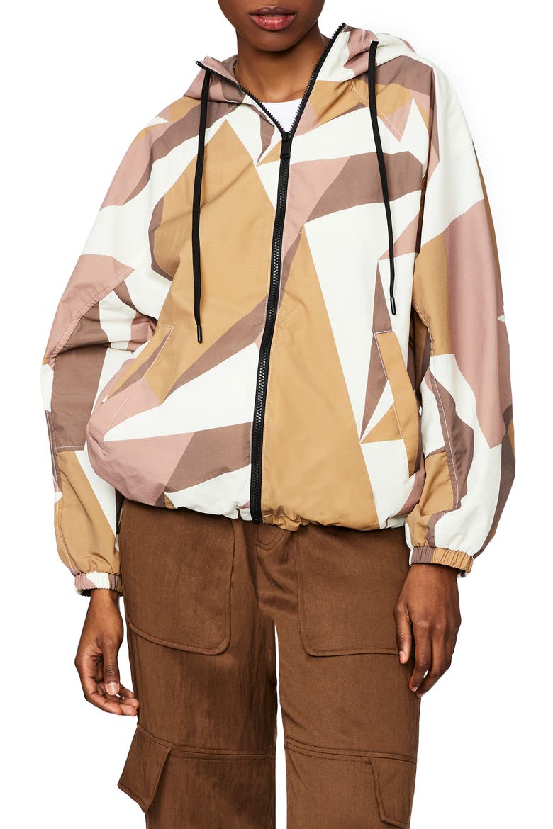 Abstract Safari Print Recycled Nylon Hooded Jacket, Main, color, ABSTSAFAPR