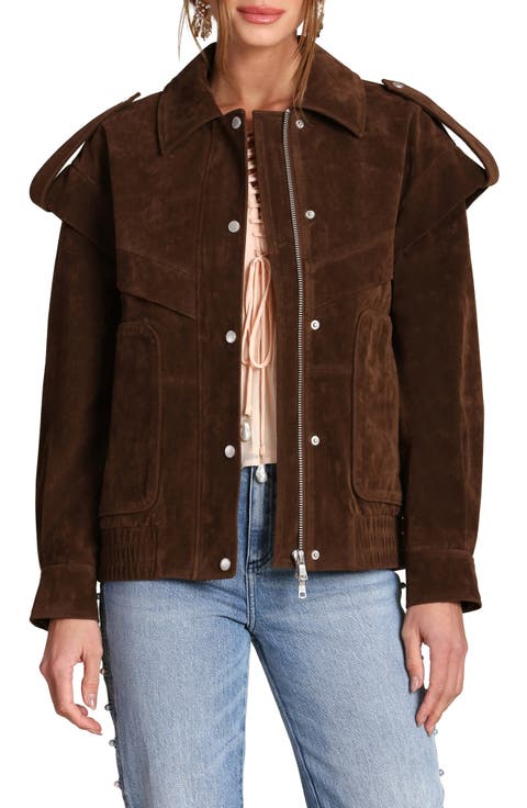 Faux Suede Bomber Jacket