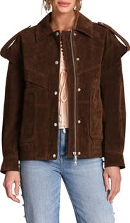 Avec Les Filles Faux Suede Bomber Jacket