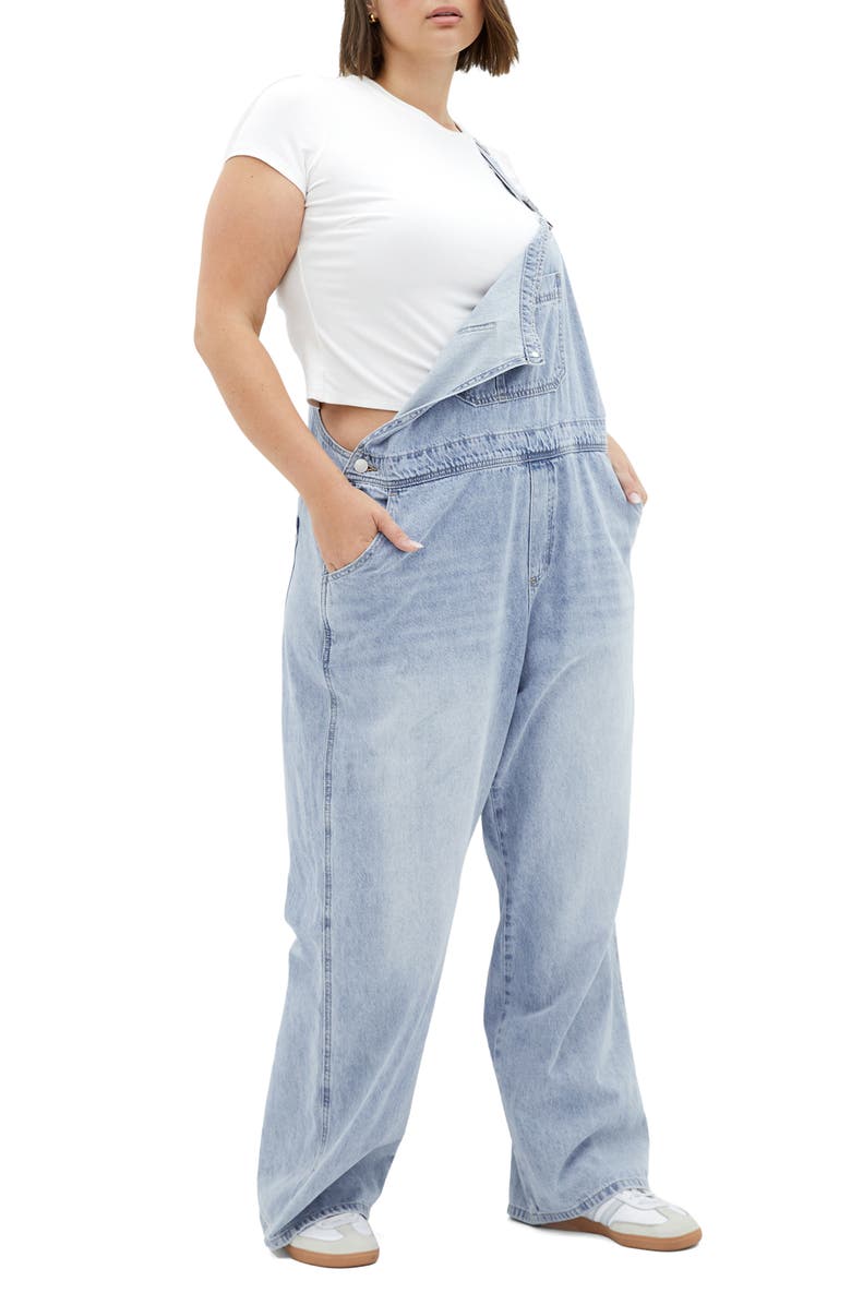 City Chic Straight Leg Overalls, Alternate, color, 