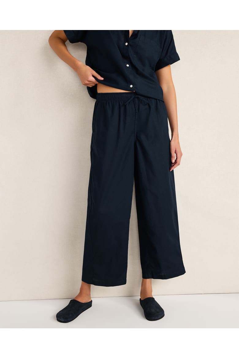 Organic Cotton Linen Barrel Leg Pants, Main, color, Indigo Ink
