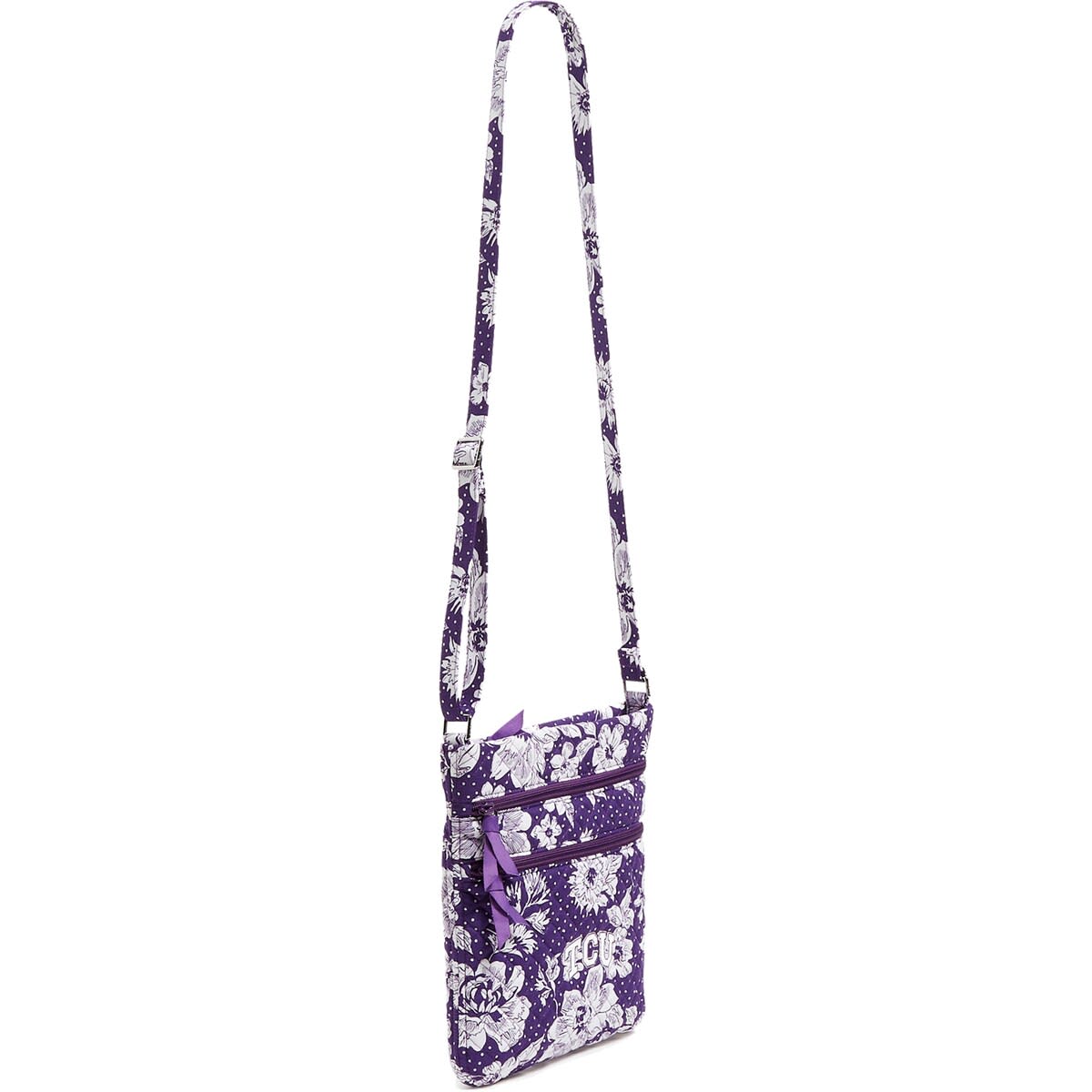 VERA BRADLEY TCU Horned Frogs Rain Garden Triple-Zip Hipster Crossbody Bag, Alternate, color, Purple
