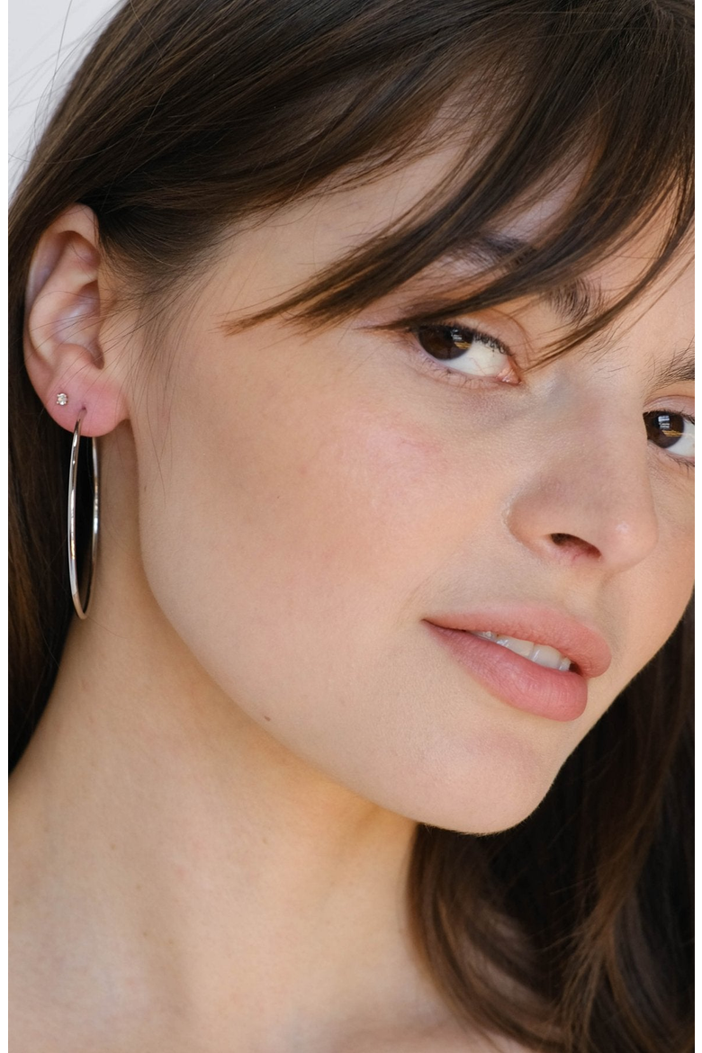 Halo Hoops Earrings, Alternate, color, Silver