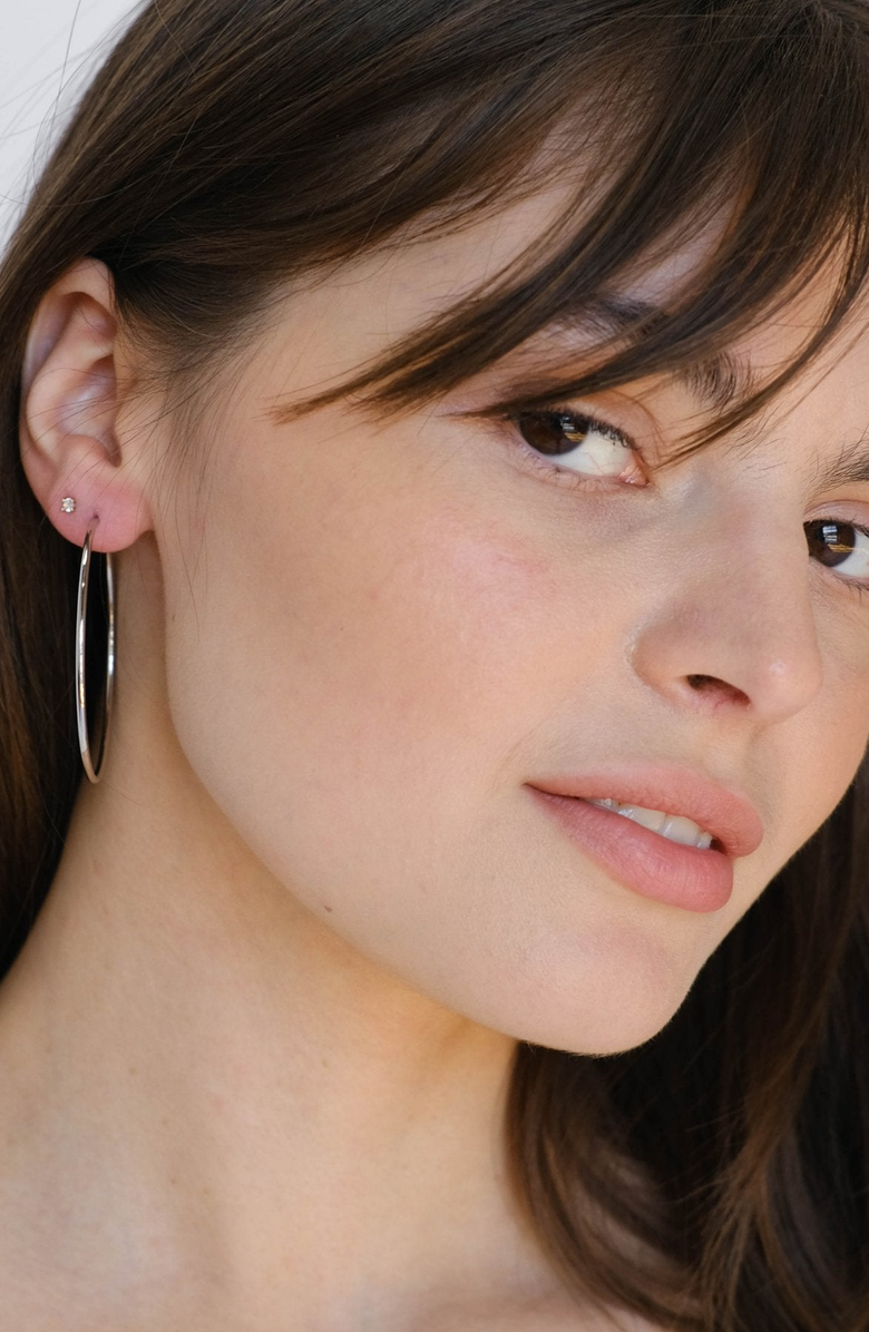 Nickel & Suede Halo Hoops Earrings, Alternate, color, Silver