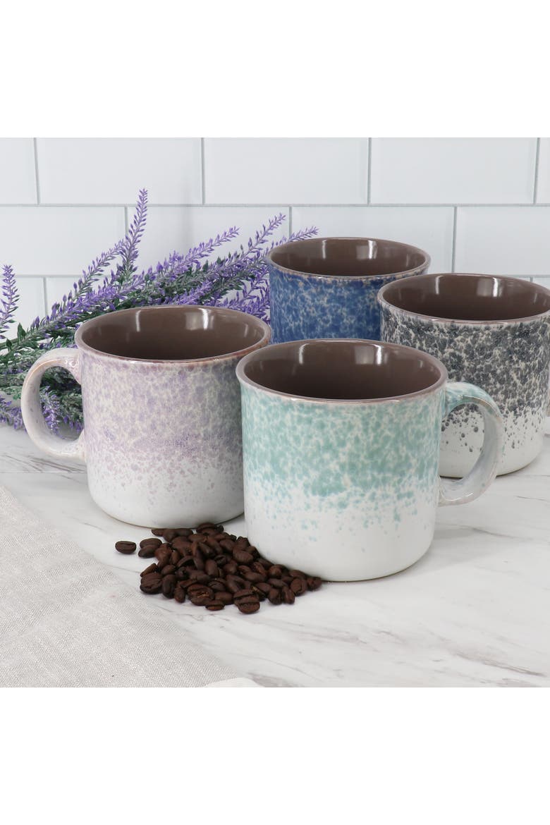 4 Piece 19 Ounce Stoneware Straight Shape Mug Set, Alternate, color, White