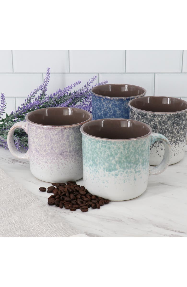 Gibson Home Blurry 4 Piece 19 Ounce Stoneware Straight Shape Mug Set, Alternate, color, White