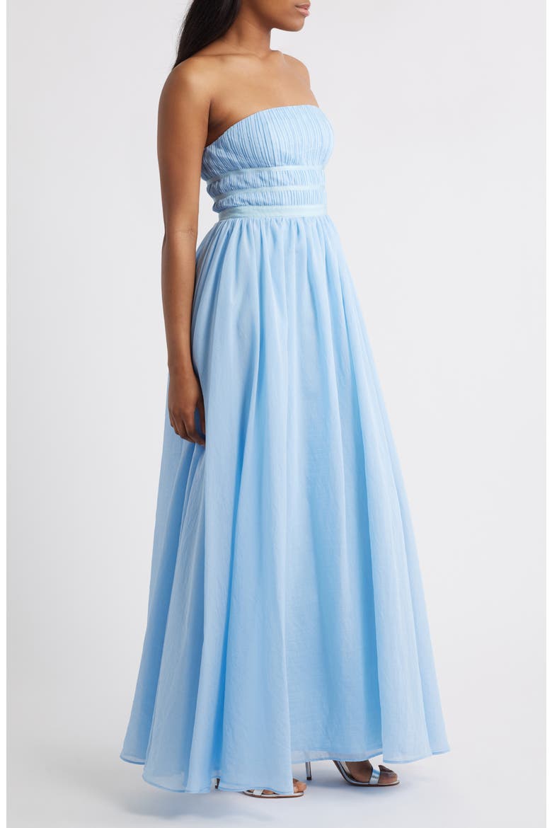 Calais Strapless Pleated Dress, Alternate, color, LIGHT BLUE
