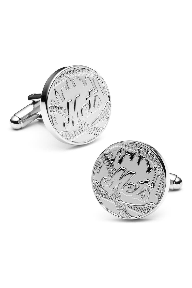 MLB New York Mets Cuff Links, Main, color, NEW YORK METS SILVER EDITION