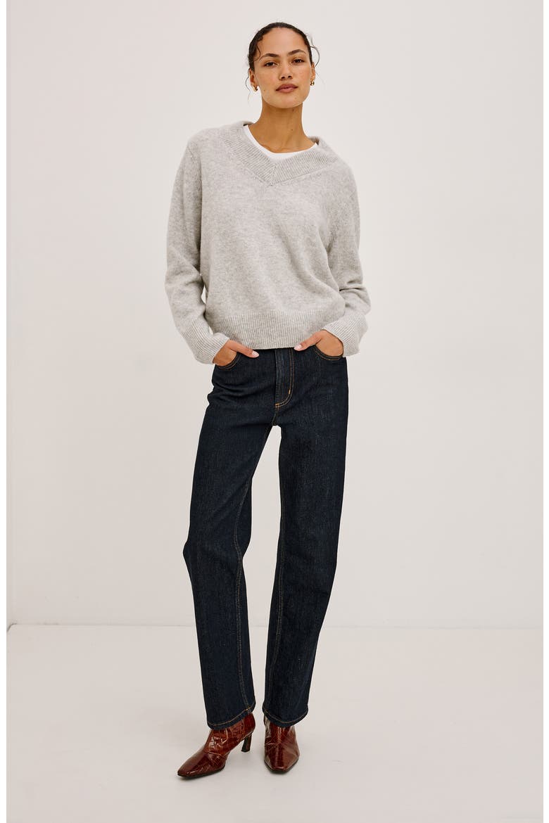 Lidya V-Neck Sweater, Alternate, color, HEATHER GREY