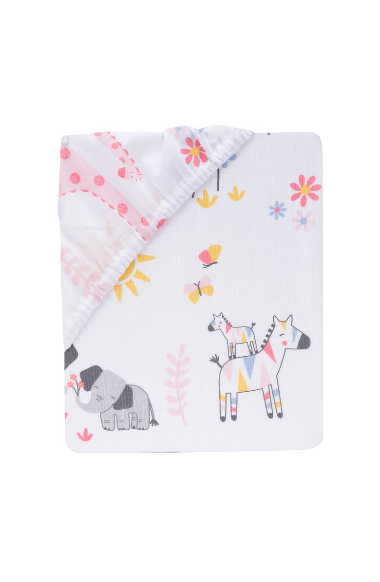 Lambs & Ivy Jazzy Jungle 100% Cotton Safari Baby Fitted Crib Sheet, Alternate, color, White
