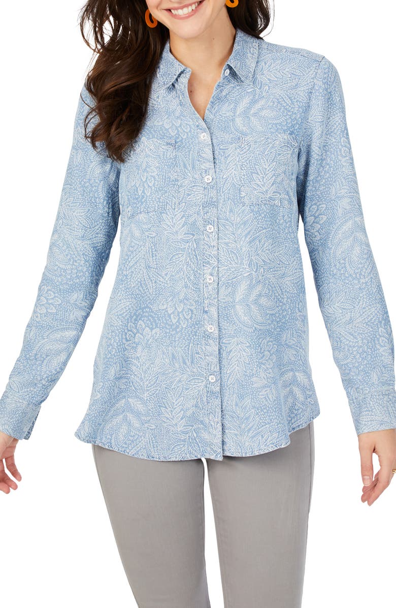 Foxcroft Zoey Fallen Foliage Button-Up Shirt, Main, color, 