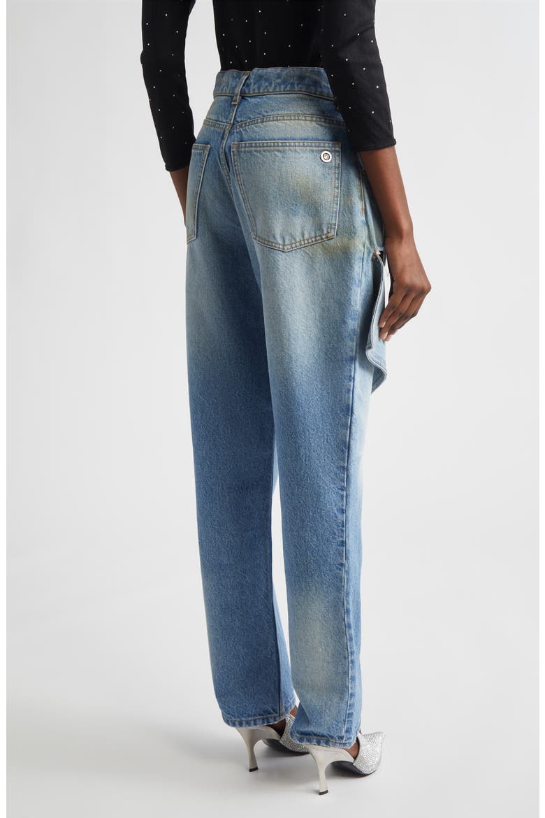 Thigh Slash Straight Leg Jeans, Alternate, color, MEDIUM BLUE