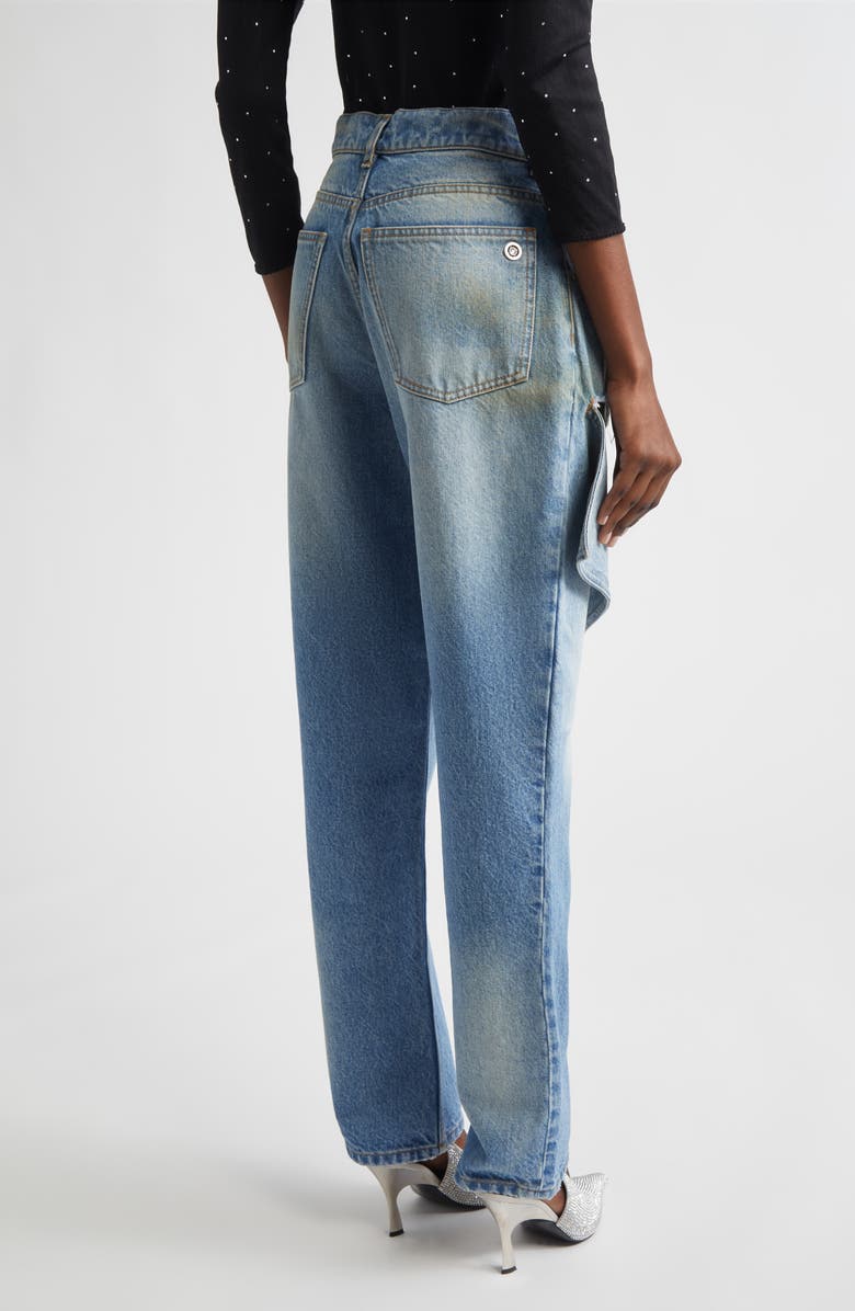 Area Thigh Slash Straight Leg Jeans, Alternate, color, Medium Blue