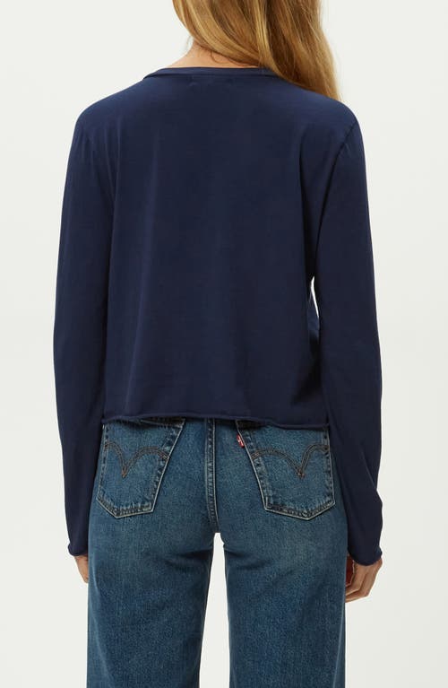 Michael Stars Aiko Rolled Edge Long Sleeve Cotton T-shirt In Blue