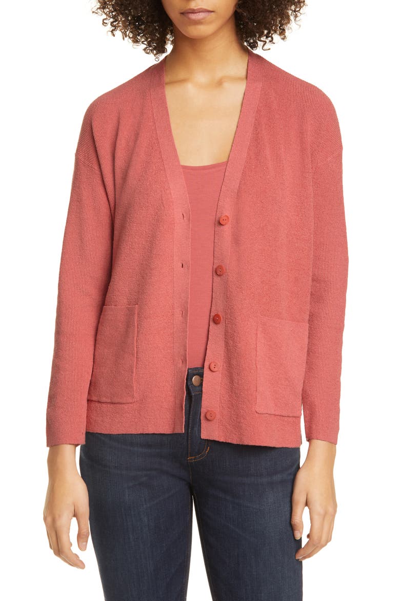 Boyfriend Linen Blend Cardigan, Main, color, BRIGHT SANDSTONE