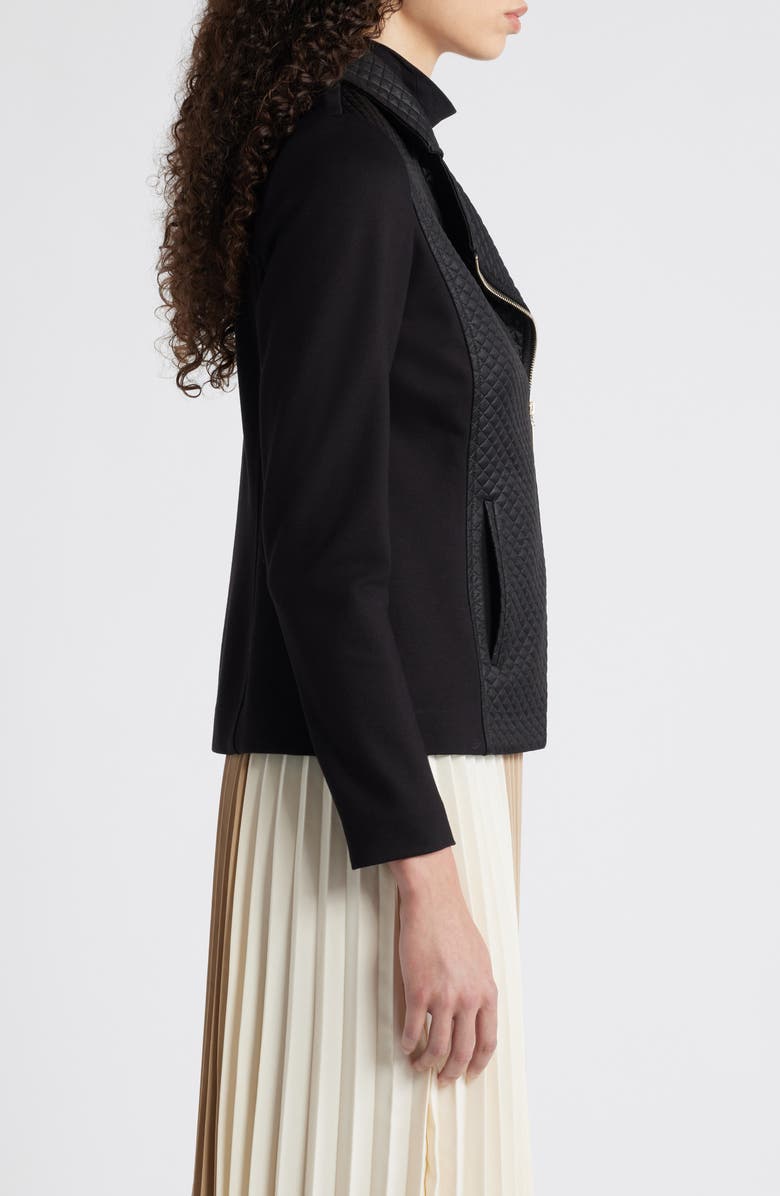 Anne Klein Metallic Quilted Moto Jacket, Alternate, color, 