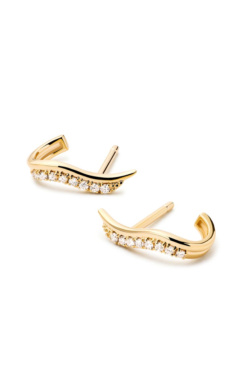 Ana Luisa Solid Yellow Gold - Diamond Flame Studs, Alternate, color, Gold