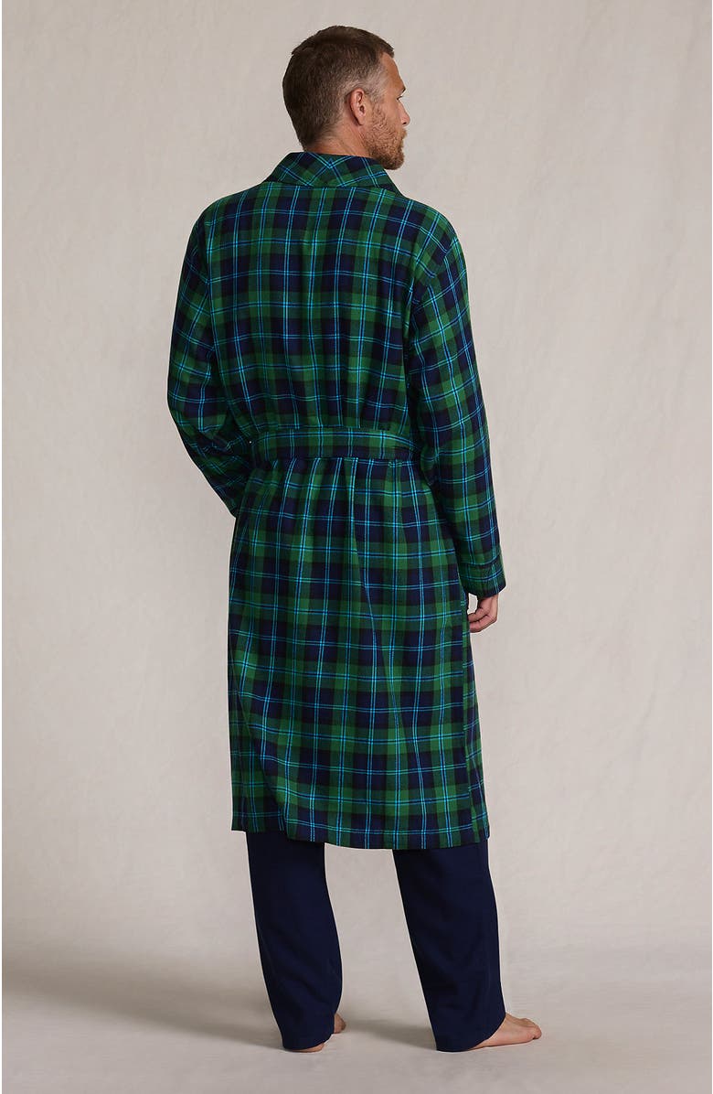 Lands' End Flannel Robe, Alternate, color, Light Emerald Blackwatch