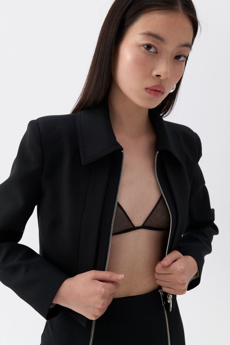 Shoulder Pad Jacket, Alternate, color, Black