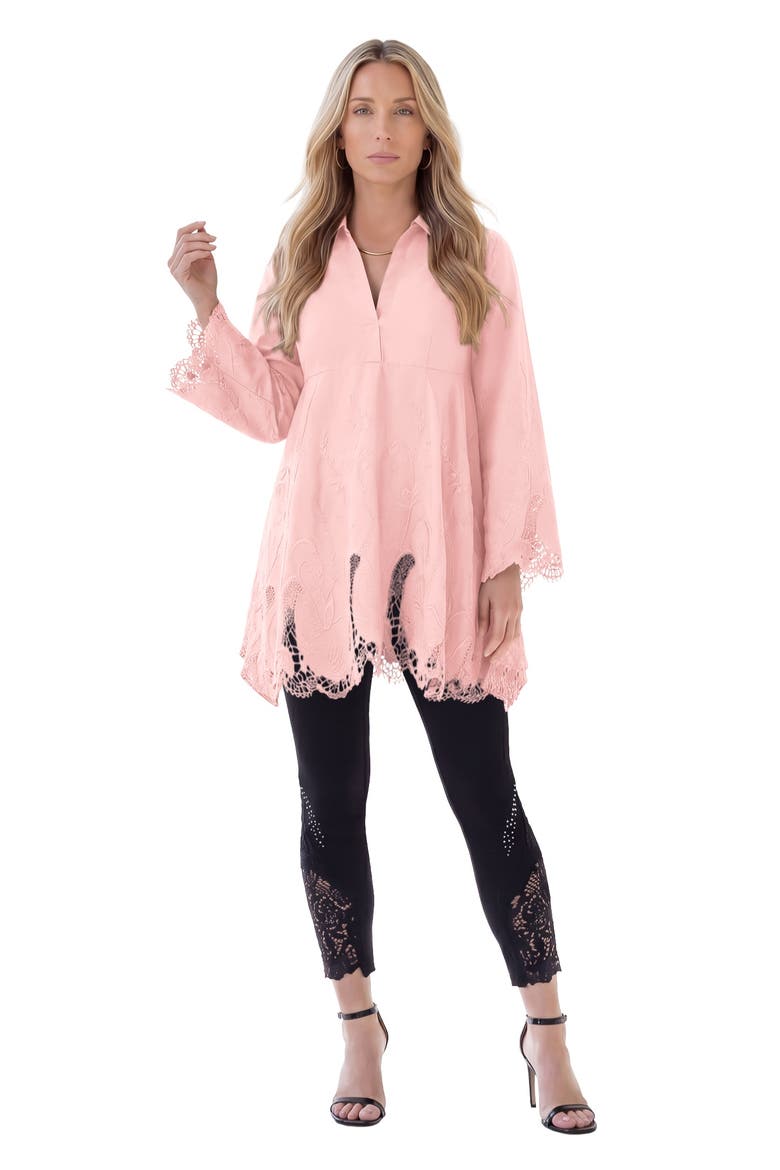 Poplin Embroidered Swing Tunic, Main, color, SOFT BLUSH