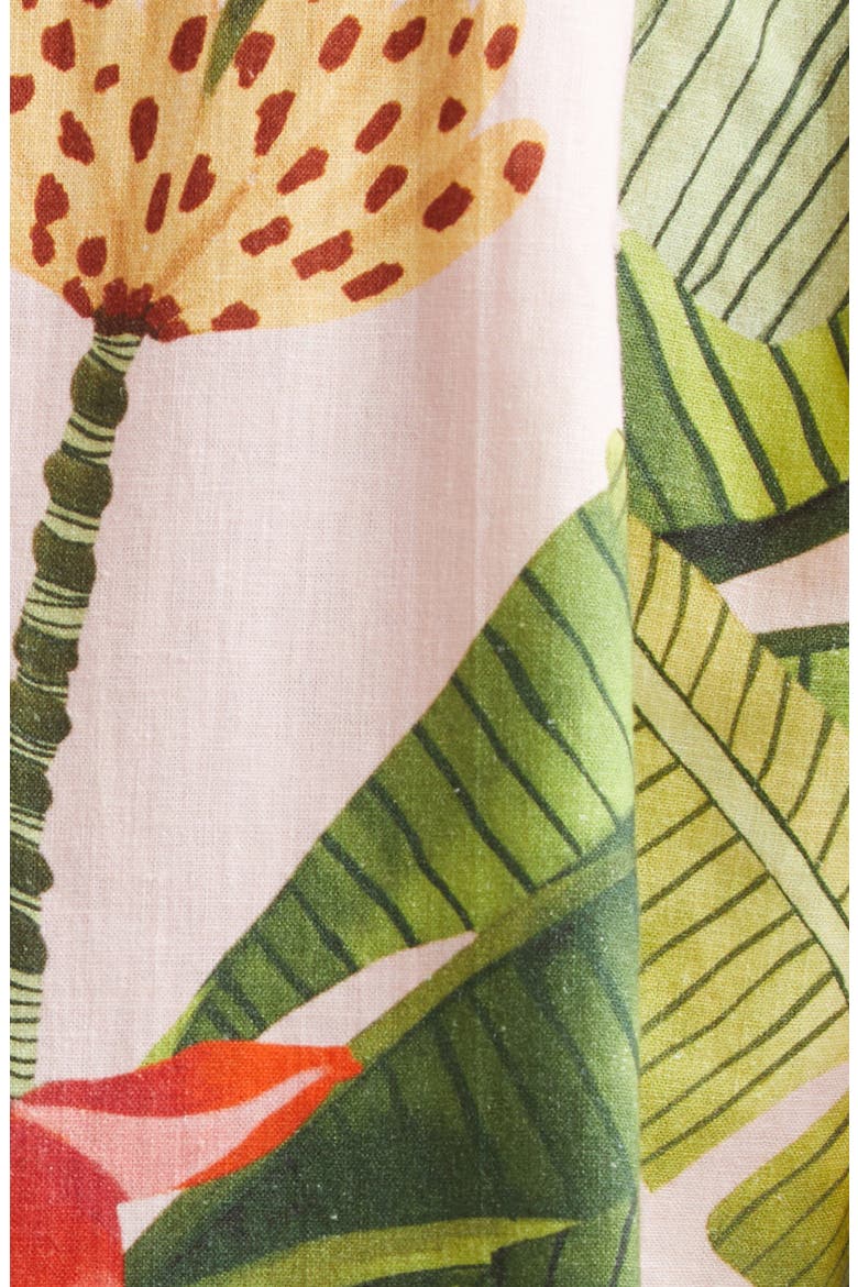 Banana Leaves Linen Blend Romper, Alternate, color, BANANA LEAVES PINK