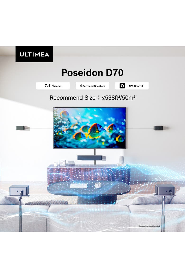 Poseidon D70 7.1 Sound Bar, Alternate, color, Black