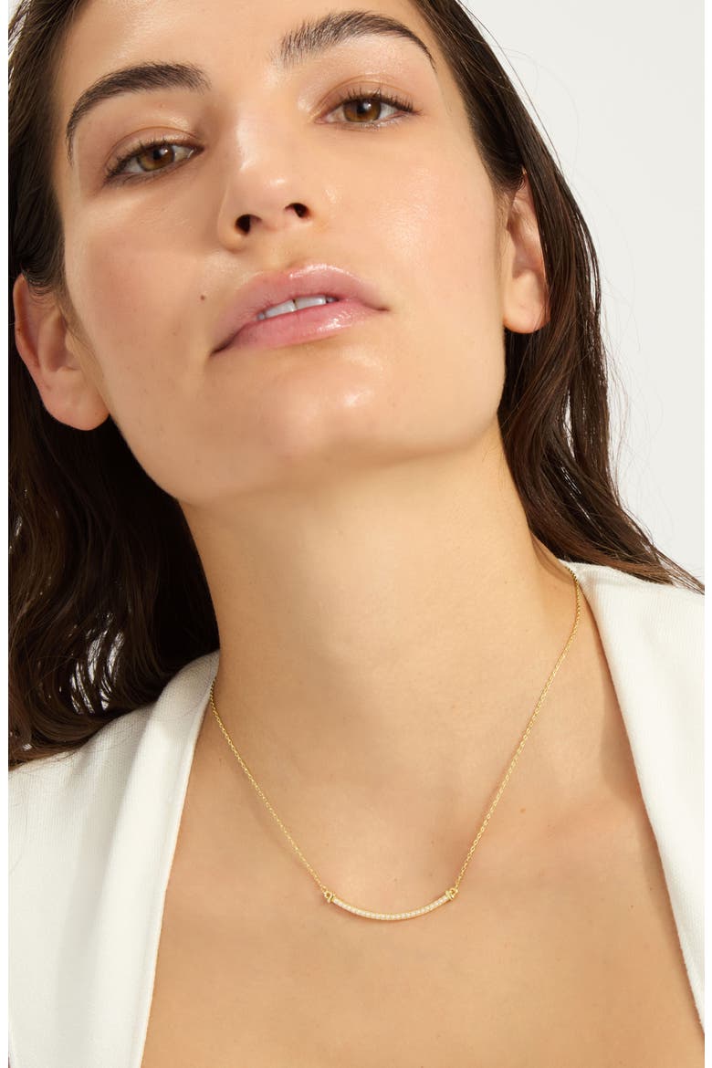 Curved Imitation Pearl Bar Pendant Necklace, Alternate, color, WHITE