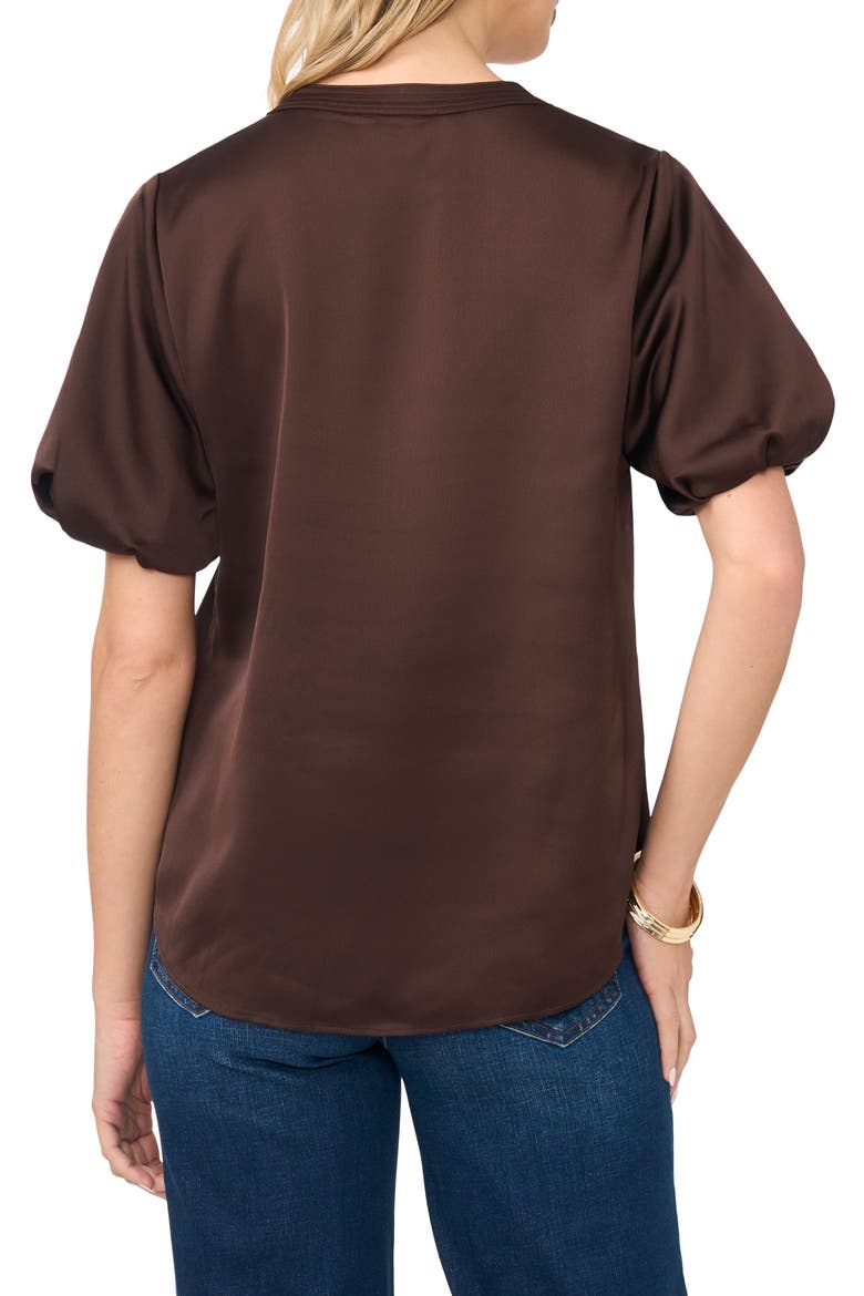 Puff Sleeve Satin Top, Alternate, color, CHOCOLATE