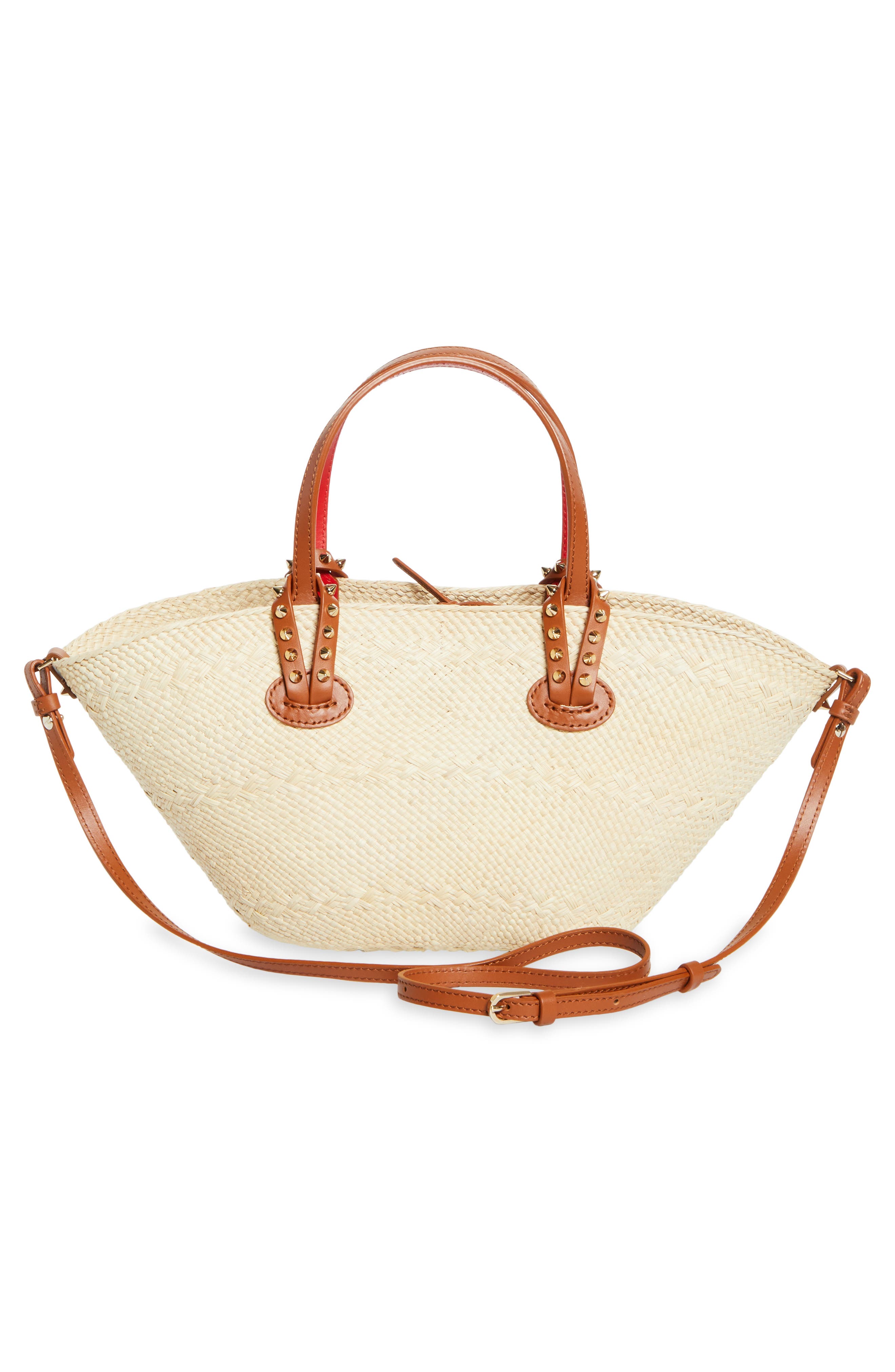 Christian Louboutin Mini Cabata Raffia Basket Tote, Alternate, color, Natural/ Cuoio