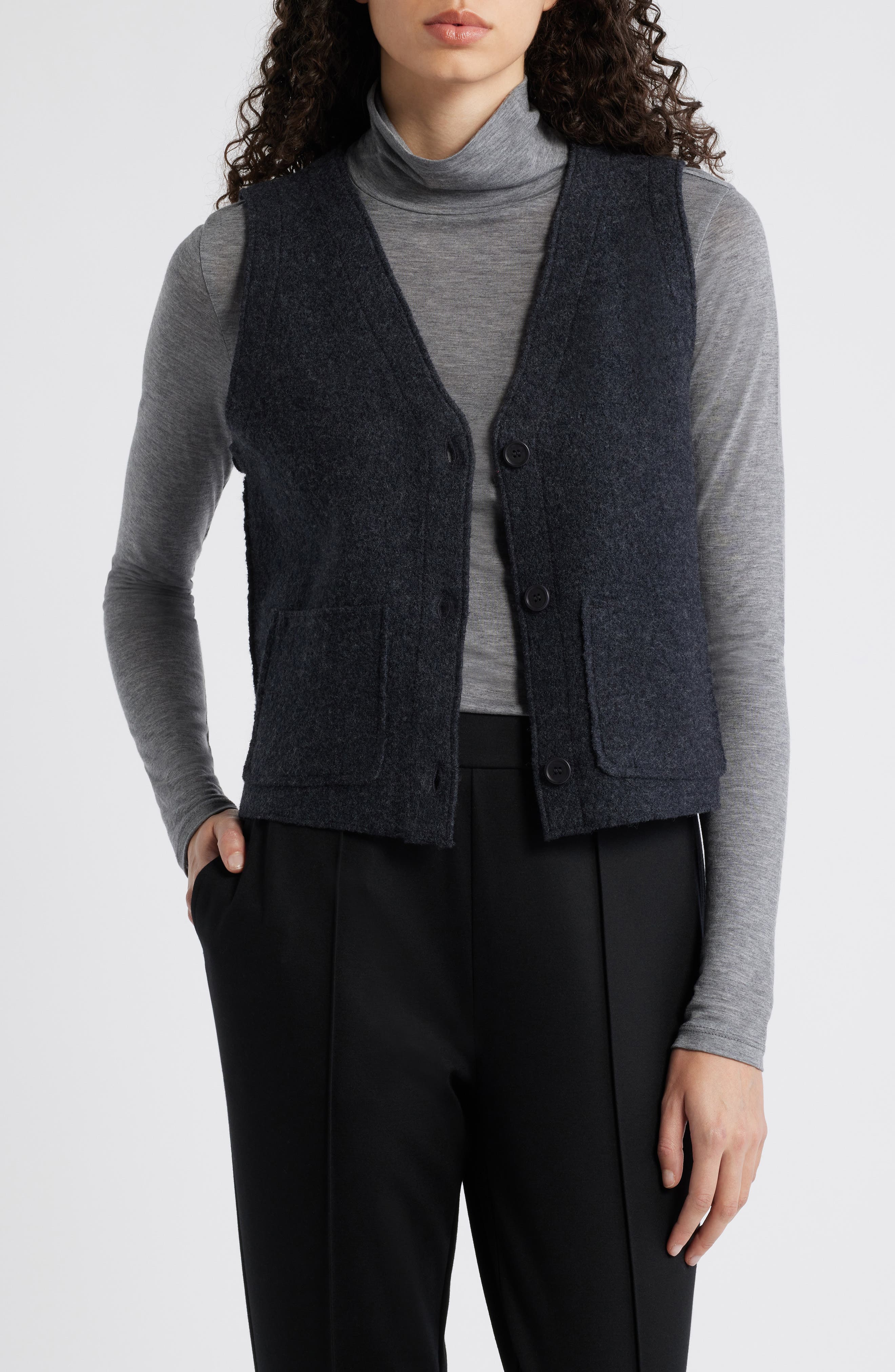 Button Front Wool Vest
