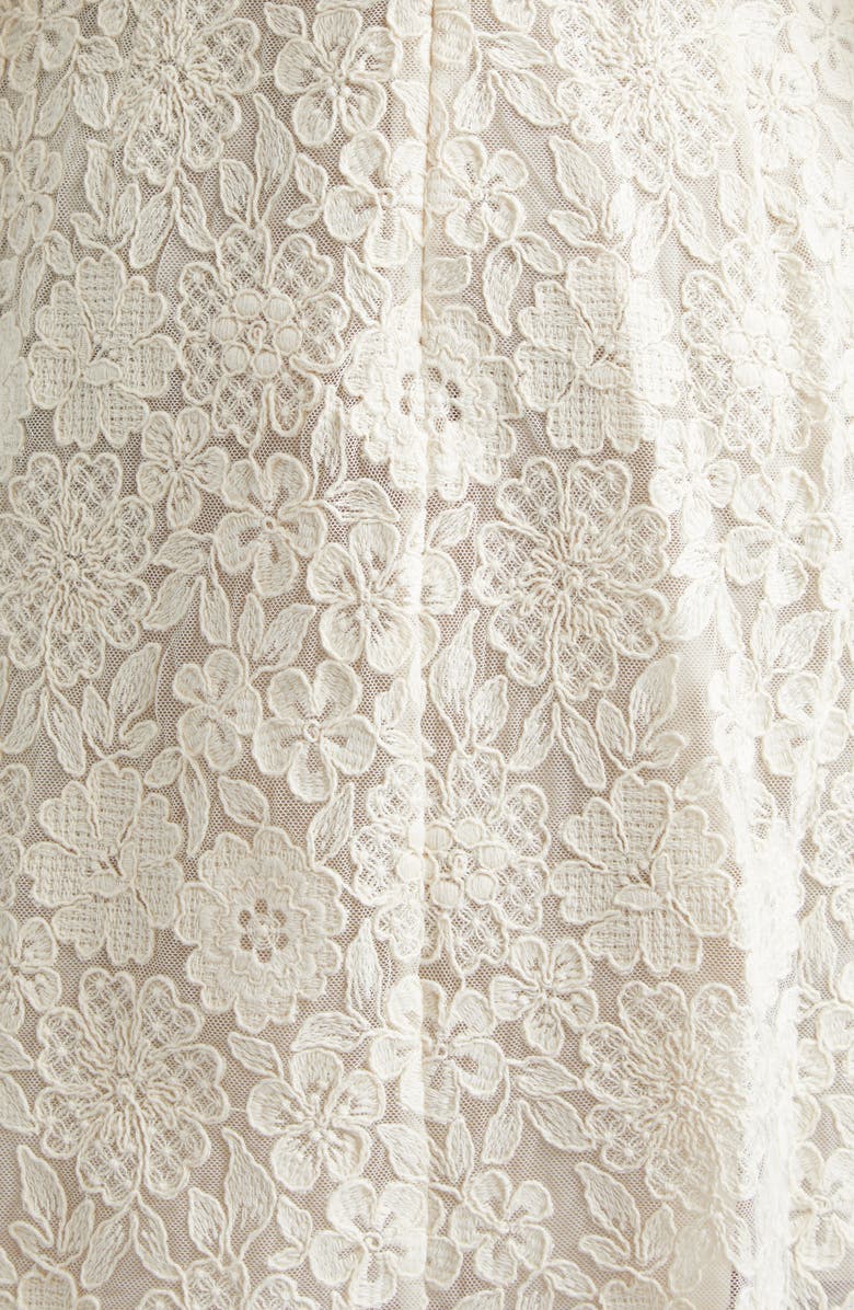 Veronica Beard Teresia Long Sleeve Lace Minidress, Alternate, color, Dove