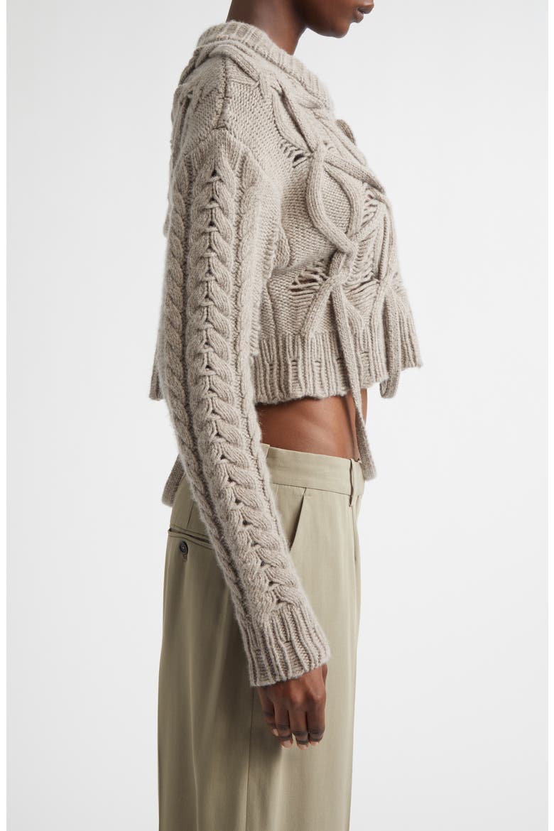 Briar Merino Wool & Cashmere Cable Sweater, Alternate, color, PURPLE HAZE