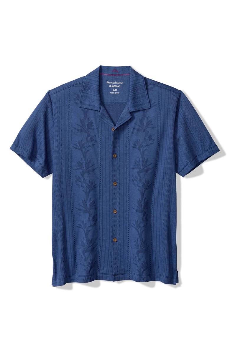 Tommy Bahama Palm Fresco Beach Border IslandZone<sup>®</sup> Camp Shirt, Alternate, color, Carbon Navy