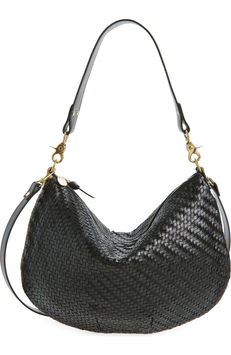 Clare V. Moyen Messenger Crossbody Bag, Main, color, Black Woven