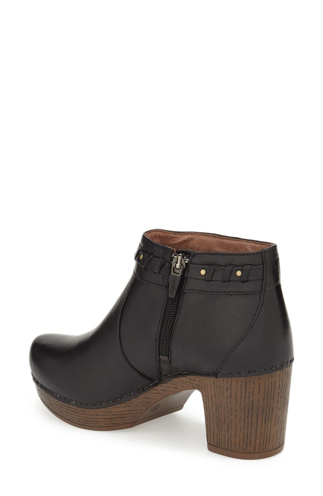 'Dabney' Bootie, Alternate, color, BLACK BURNISHED LEATHER