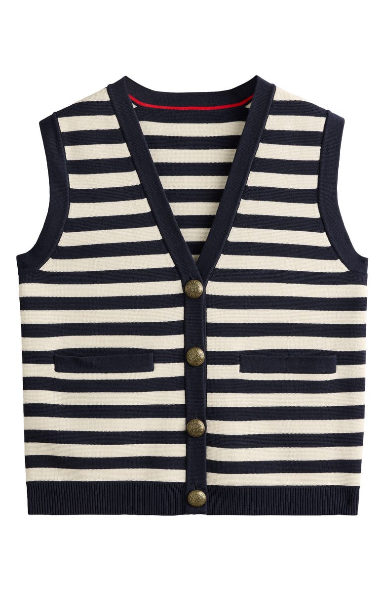 Boden Holly Stripe Cotton Button-Up Vest, Alternate, color,
