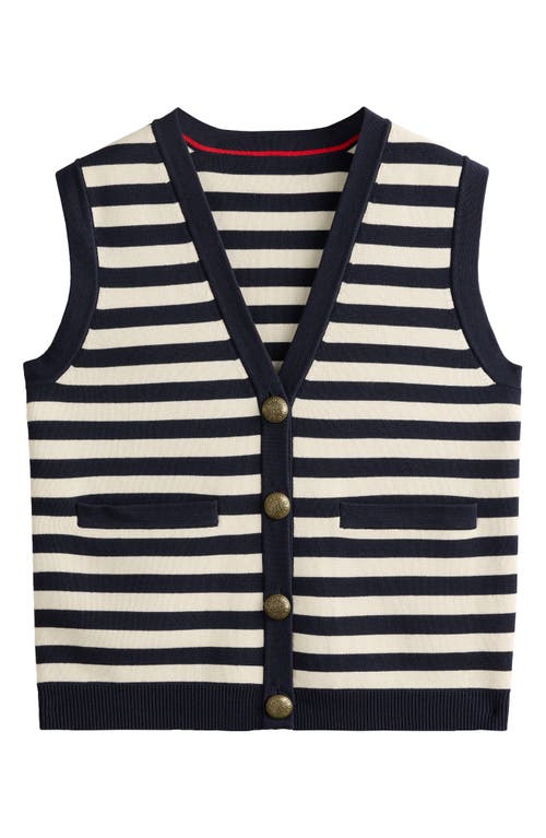 Boden Holly Stripe Cotton Button-up Vest